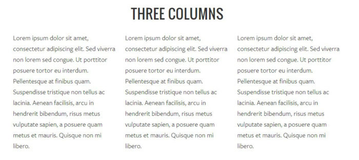 Wordpress, modulen Three columns