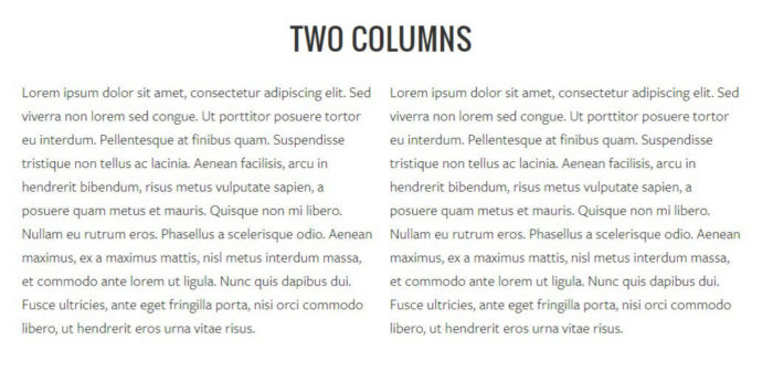 Wordpress, modulen Two columns