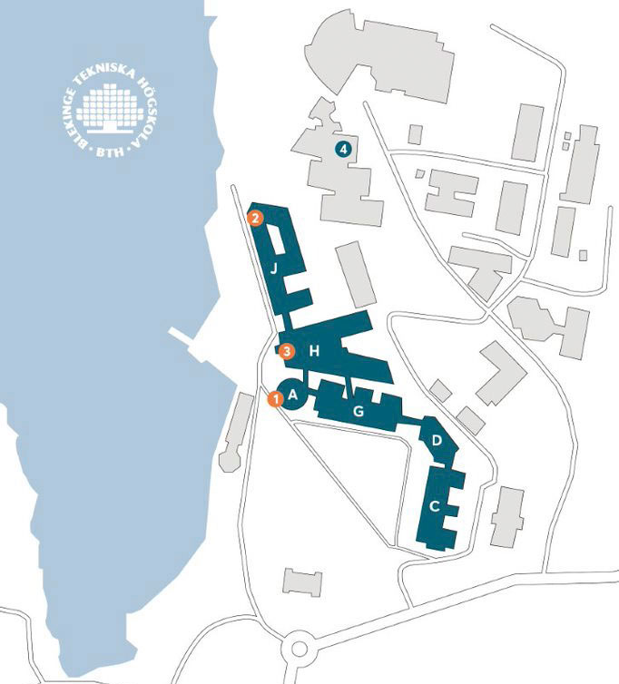 Karta över Campus Karlskrona